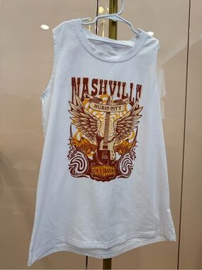 White Nashville Graphic Muscle Tee - Music City Design